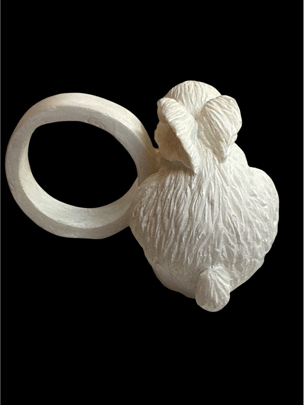 Spring Easter White Bunny Rabbit Napkin Ring Holders Resin Set of 4 - Picture 5 of 8